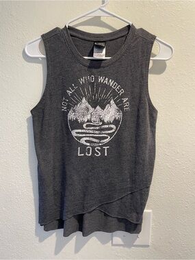 🏕️ Cute Modern Lux Gorpcore Mountain Tank Top ⛰️ Grey